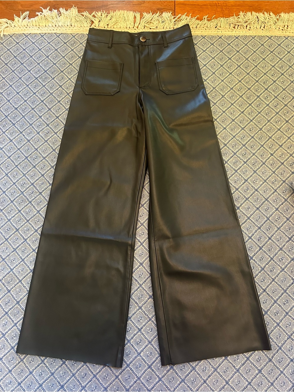 Zara Black Wide-Leg Faux Leather Pants